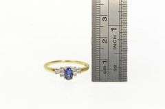 10K Yellow Gold Oval Sapphire Diamond Accent Classic Ring