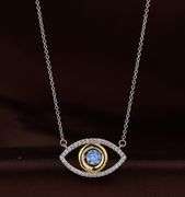 Platinum over 925 sterling Silver Dancing stone Necklace