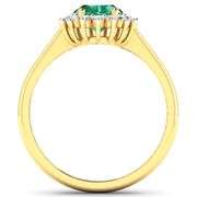 Solid 14 Kt Yellow Gold Emerald Diamond Ring