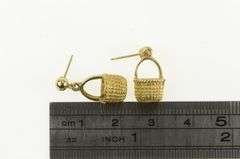 14K Yellow Gold 3D Longaberger Basket Picnic Vintage Dangle Earrings