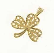 14K Yellow Gold Clover Filigree Shamrock Lucky Good Luck Charm/Pendant