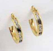 Penny Sized Black & White CZ Hoops