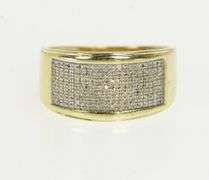 10K Yellow Gold Pave Diamond Encrusted Squared Band Ring