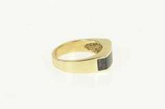 10K Yellow Gold Black Onyx Princess Syn. Emerald Squared Ring