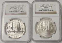2010 Disabled Veterans Commemorative Silver Dollar Set NGC Certified PF 69 MS 69