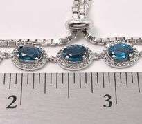 Aquamarine Gem Adjustable Box Chain Bracelet In Sterling Silver