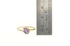 10K Yellow Gold Marquise Amethyst Diamond Accent Bypass Ring