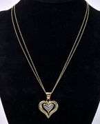 Angelic Spinning Heart Pendant Necklace In Two Tone 14K Gold