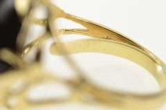 14K Yellow Gold Sim. Black Onyx Ornate Leaf Vine Vintage Ring