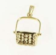 14K Yellow Gold 3D Longaberger Basket Articulated Picnic Charm/Pendant