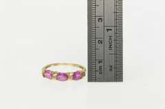 10K Yellow Gold Oval Pink Sapphire Diamond Accent Band Ring