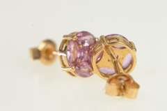 14K Rose Gold Round Pink Topaz Cluster Vintage Stud Earrings