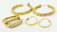3 Pairs 14K Yellow Gold Hoop Earrings