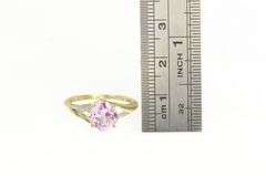 10K Yellow Gold Cushion Pink Topaz Diamond Accent Vintage Ring