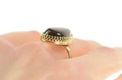 14K Yellow Gold Oval Fire Agate Cabochon Elaborate Statement Ring