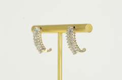 10K Yellow Gold 1.00 Ctw Squared Diamond Cluster Bar Earrings
