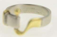 14K White Gold Two Tone Belt Loop Hook Vintage Band Ring