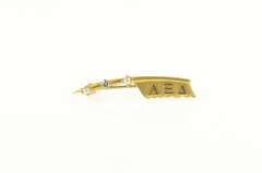 10K Yellow Gold Alpha Xi Delta Seed Pearl Diamond Bar Pin/Brooch