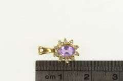 14K Yellow Gold Amethyst Diamond Halo Vintage Statement Charm/Pendant