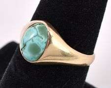 Unique Blue Turquoise Ring In Yellow Gold