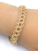 Vintage Yellow Gold Double Loop Charm Bracelet