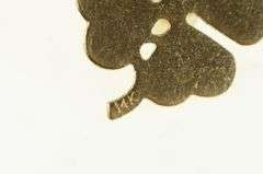 14K Yellow Gold Retro Pearl Burst Design Shamrock Clover Pendant
