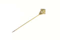 14K Yellow Gold Art Deco Diamond Ornate Geometric Stick Pin