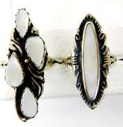 2 Navajo Sterling Mother of Pearl Rings, Size 6.5