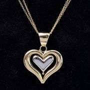 Angelic Spinning Heart Pendant Necklace In Two Tone 14K Gold