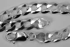 Men's 7.9mm Solid .925 Sterling Silver Flat Curb Chain Link Italy Bracelet 7" inch