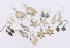 Group Lot of 10 Vintage 925 Sterling Silver Earrings