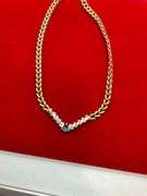 CERTIFIED BRAND NEW 14K GOLD , DIAMOND AND TANZANITE NECKLACE