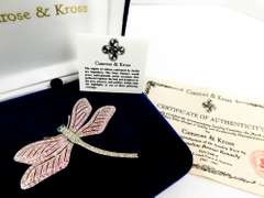 Jackie Kennedy Camrose & Cross Dragonfly Pin, MIB