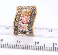 Incredible 21kt Set of Flower Enamel Necklace and Ring and Earrings