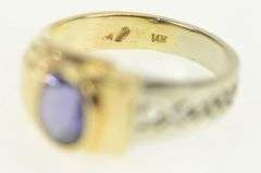 14K White Gold Modernist Oval Two Tone Geometric Sim. Iolite Ring