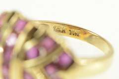 14K Yellow Gold Geometric Ruby Encrusted Domed Statement Ring