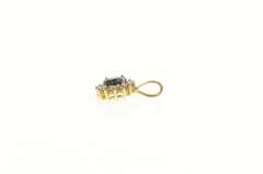 10K Yellow Gold Oval Natural Sapphire Diamond Halo Classic Pendant