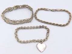 Group Lot of 3 Vintage 925 Sterling Silver Bracelets