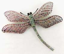 Jackie Kennedy Camrose & Cross Dragonfly Pin, MIB