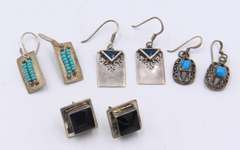 Group Lot of 4 Vintage 925 Sterling Silver Earrings