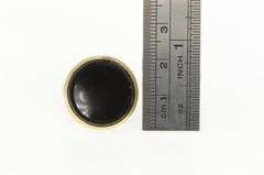 14K Yellow Gold Round Black Onyx 1960's Unique Cocktail Ring