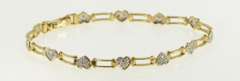 10K Yellow Gold Diamond Pave Heart Love Symbol Tennis Bracelet