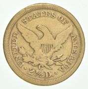 1843-C $2.50 Liberty Head Gold Quarter Eagle Large C No Motto