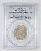MS64 No Date Error Washington Quarter D/S 35% Indented Obv 10c. PCGS