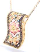 Incredible 21kt Set of Flower Enamel Necklace and Ring and Earrings