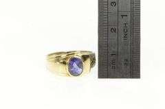14K White Gold Modernist Oval Two Tone Geometric Sim. Iolite Ring