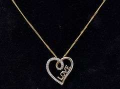 White Crystal Heart Pendant Necklace In Sterling Silver