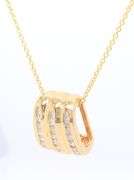 Handsome Three Row Diamond Slider Pendant on Chain in Yellow Gold