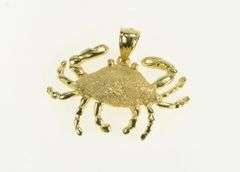 14K Yellow Gold 3D Crab Cancer Zodiac Star Sign Astrology Pendant