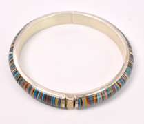 Colorful Magnetic Bangle Bracelet In Sterling Silver